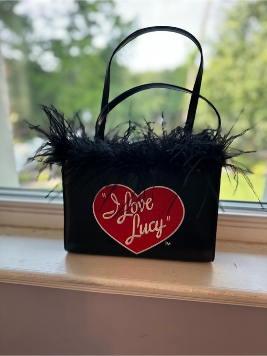 Handbags - I Love Lucy Black Feather Tote Bag with Red Heart Logo